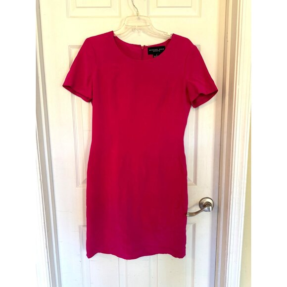 Vintage August Silk Sheath Dress Suit Set Fuchsia  Pink Professional Office 8 - Picture 6 of 14